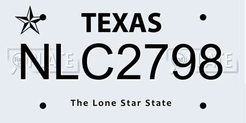 NLC2798 Texas License Plate