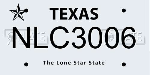 NLC3006 Texas License Plate