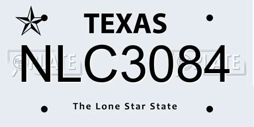 NLC3084 Texas License Plate