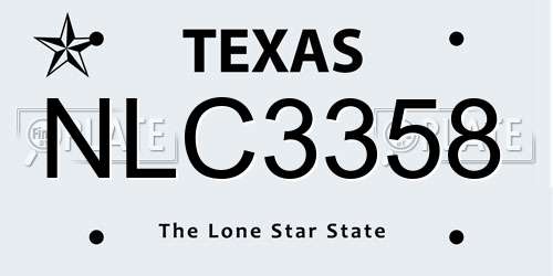 NLC3358 Texas License Plate