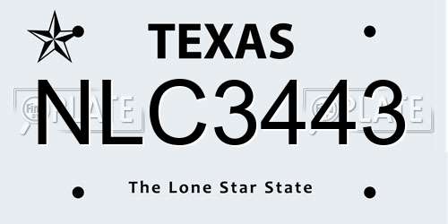 NLC3443 Texas License Plate