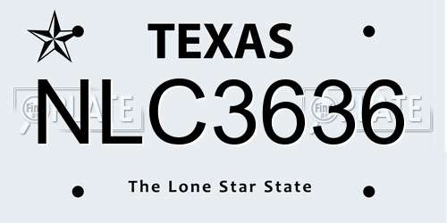 NLC3636 Texas License Plate
