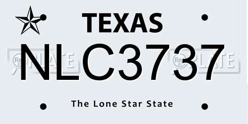 NLC3737 Texas License Plate