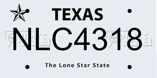 NLC4318 Texas License Plate