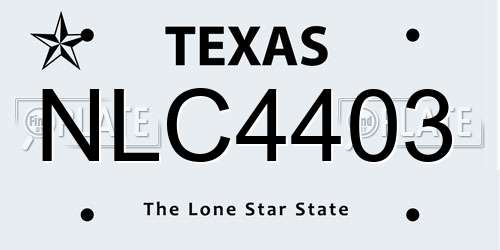 NLC4403 Texas License Plate