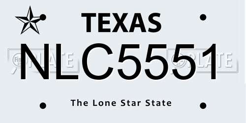 NLC5551 Texas License Plate