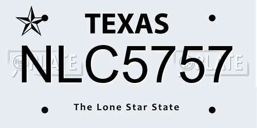 NLC5757 Texas License Plate
