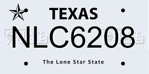 NLC6208 Texas License Plate