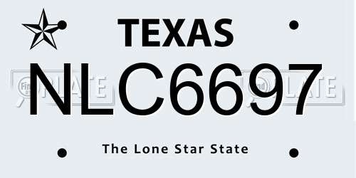 NLC6697 Texas License Plate