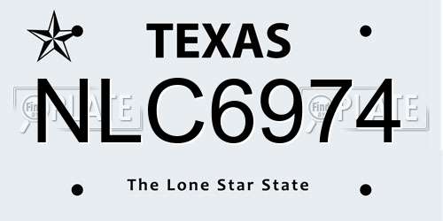 NLC6974 Texas License Plate