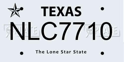 NLC7710 Texas License Plate