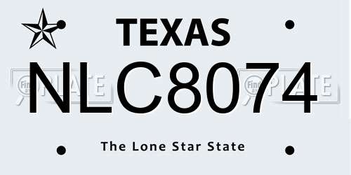 NLC8074 Texas License Plate