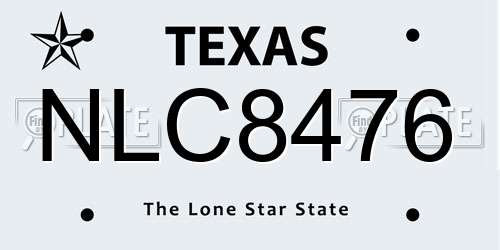 NLC8476 Texas License Plate