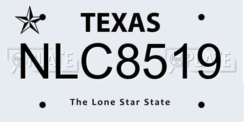 NLC8519 Texas License Plate