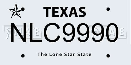 NLC9990 Texas License Plate