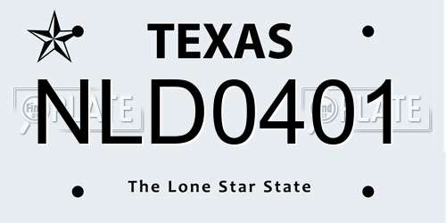 NLD0401 Texas License Plate