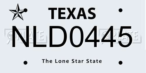 NLD0445 Texas License Plate