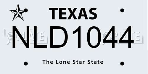 NLD1044 Texas License Plate