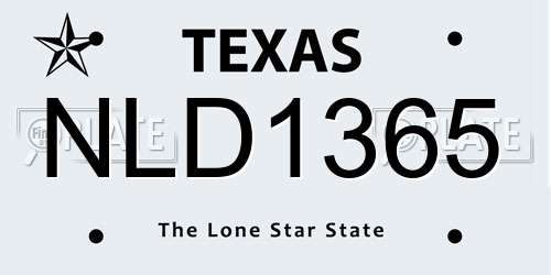NLD1365 Texas License Plate