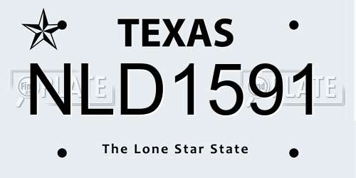NLD1591 Texas License Plate