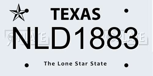 NLD1883 Texas License Plate