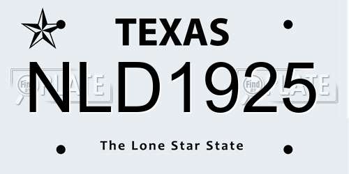 NLD1925 Texas License Plate