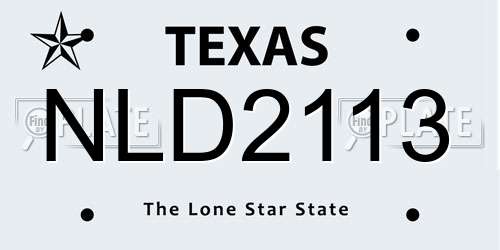 NLD2113 Texas License Plate