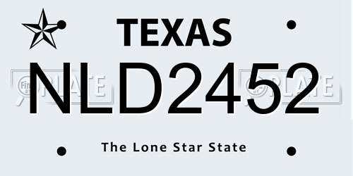 NLD2452 Texas License Plate
