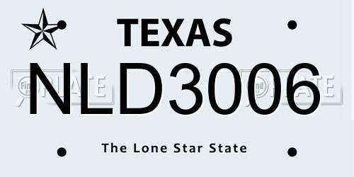 NLD3006 Texas License Plate
