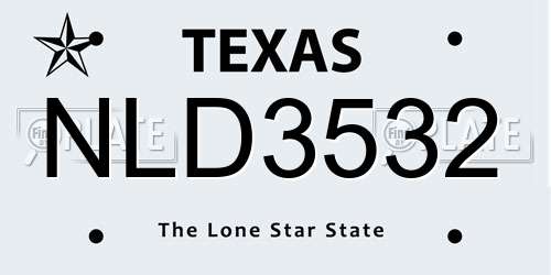 NLD3532 Texas License Plate