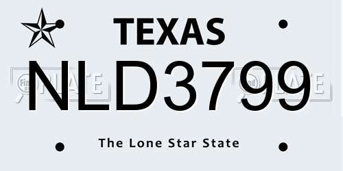 NLD3799 Texas License Plate