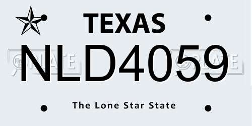 NLD4059 Texas License Plate