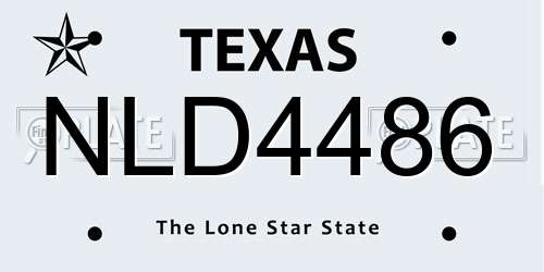 NLD4486 Texas License Plate