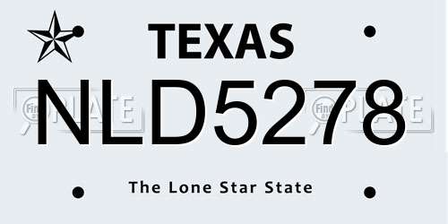 NLD5278 Texas License Plate