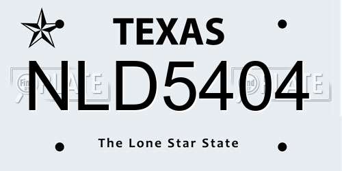 NLD5404 Texas License Plate