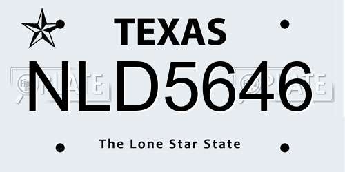 NLD5646 Texas License Plate