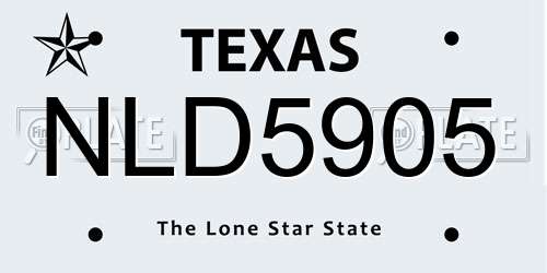 NLD5905 Texas License Plate