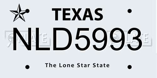 NLD5993 Texas License Plate