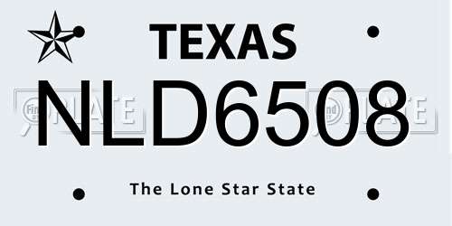 NLD6508 Texas License Plate