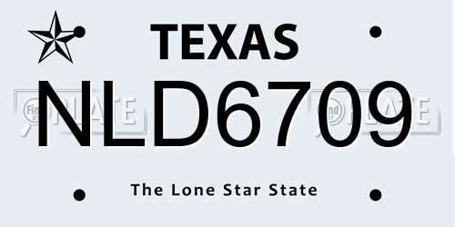 NLD6709 Texas License Plate