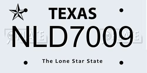 NLD7009 Texas License Plate