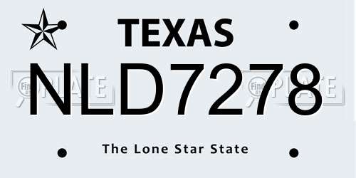 NLD7278 Texas License Plate