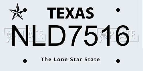 NLD7516 Texas License Plate