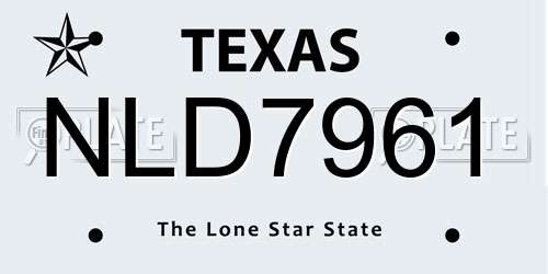 NLD7961 Texas License Plate