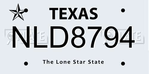 NLD8794 Texas License Plate
