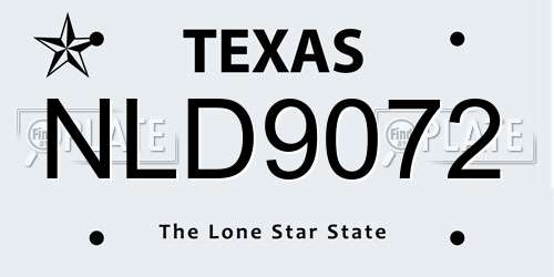 NLD9072 Texas License Plate
