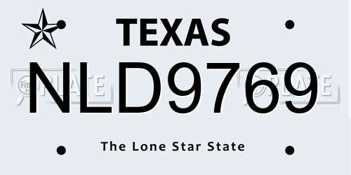 NLD9769 Texas License Plate