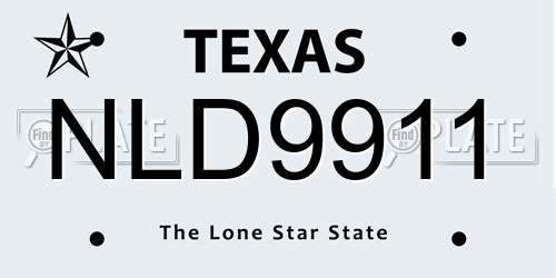 NLD9911 Texas License Plate