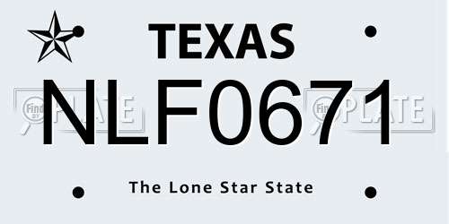 NLF0671 Texas License Plate