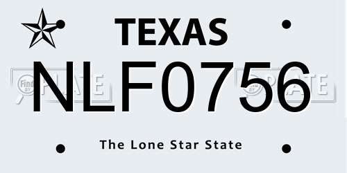 NLF0756 Texas License Plate